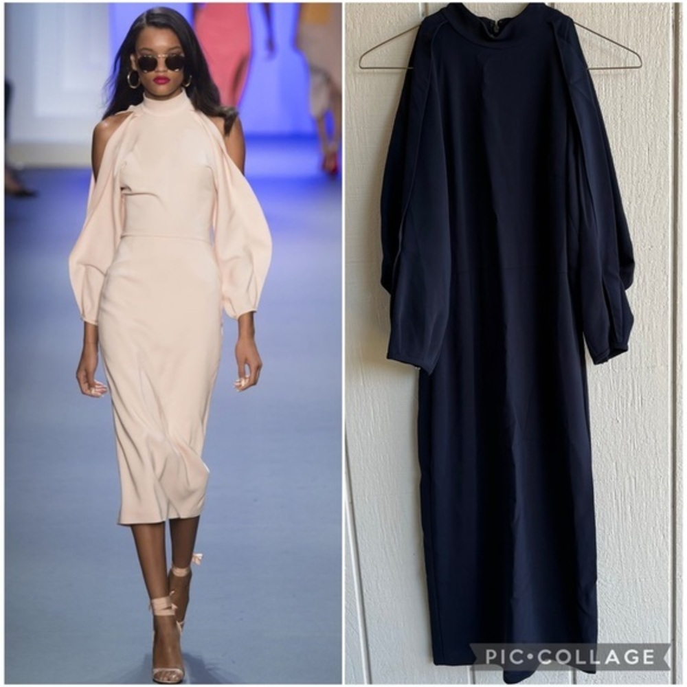 Cushnie et Ochs Spring 2017 Navy Blue Pencil Dress Cold Shoulder Gina Size 2‎